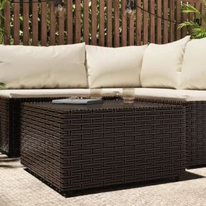 Table basse de jardin - MOTHINESSTO - LY2975 - Carrée - Résine tressée - Verre trempé 50x50x30 cm
