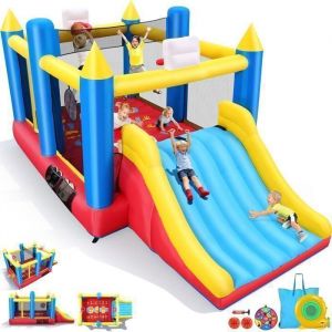 Ch&acirc;teau Gonflable pour Enfants 3-12 ans 240x460x212cm avec Grande Zone de Saut Toboggan Extra Large 480W Souffleur Inclus