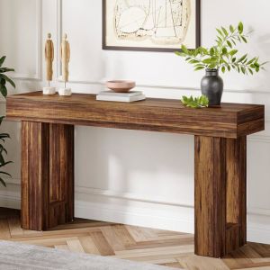 Tribesigns Table Console Rectangulaire 160 x 35 x 85 cm Table Basse Derrière le Canapé Marron Rustique