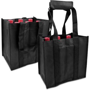 2 Pcs Porte Bouteille Sacs pour Bouteilles avec 6 Compartiments R&eacute;utilisable Vin Portable Sac de Transport pour Bouteille de Vin