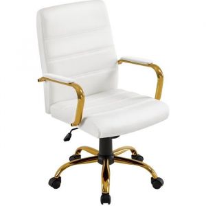 Fauteuil de Bureau Chaise de Bureau à Roulettes Hauteur Réglable Capacité Maximale de 130 kg Blanc-Yaheetech