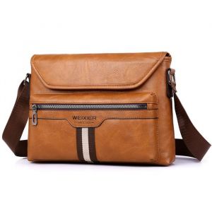 Sac messager en cuir pour homme sac à bandoulière vintage sac à bandoulière pour voyage randonnée et travail (marron clair)