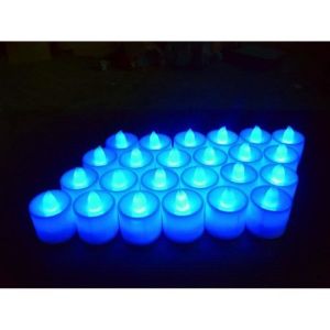 24 pcs Bougies à LED Sans FlammeRéaliste Bright Bougie à Piles Decoration pour Soirée/Votive/Anniversaire/Mariage/pâquesBleu