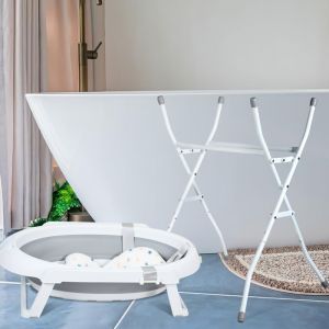 Tubiaz Baignoire pour b&eacute;b&eacute; - baignoire pour b&eacute;b&eacute; pliable avec et oreiller de bain - baignoire avec support BAIGNOIRE
