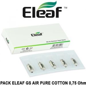 5 Résistances ELEAF GS AIR 075 Ohm PURE COTTON pour GS AIR GS Air M GS Tank iJust Start et  iStick Basic de ELEAF