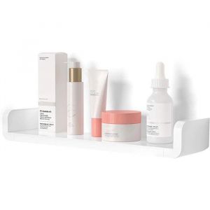 &Eacute;tag&egrave;re murale flottante blanche d&eacute;corative - Fixation murale sans per&ccedil;age ni colle - Id&eacute;ale pour salle de bain cuisine bureau