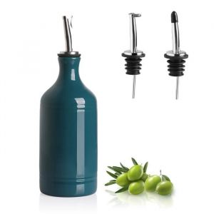 SWEEJAR Huilier Et Vinaigrier Céramique 500 ML Bouteille Huile Olive et Vinaigre Avec Deux Bec Verseur - Vert sarcelle