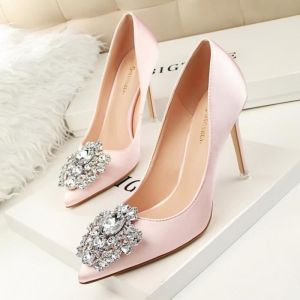 Escarpins Femme - Mariage Soirée - Talon Aiguille - En Velours - Rose