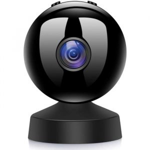 WEBCAM sans fil WIFI vision nocturne infrarouge objectif grand angle 150&deg; 2 m&eacute;gapixels s&eacute;curis&eacute;e design compact noire
