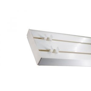 TRINGLE DECO Rail PVC Blanc de 120 cm tout &eacute;quip&eacute; (glisseurs embouts arr&ecirc;t vis chevilles cache vis) pour rideaux 2 voies
