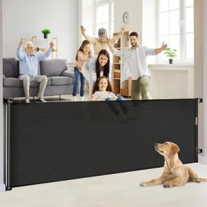 Barrière de sécurité extensible pour enfants de 3 m barrière descalier de protection barrière pour animaux de compagnie noir
