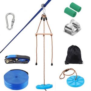 Kit de Tyrolienne - DUOKU - 52 Pieds - Capacit&eacute; 500 lb - Pour Enfants et Adultes - Accessoire Plein Air
