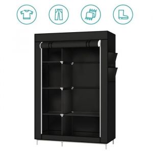 MENGDA Armoire de Rangement Garde-Robe Pliable en Tissu intiss&eacute; 105x170x45 cm Penderie Portable avec Fermeture &agrave; Glissi&egrave;re Noir