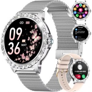 Montre Connect&eacute;e Femme Bluetooth Appel T&eacute;l&eacute;phonique 100+ Sport Argent Montre Femme Connect&eacute;e Pour Android Ios 132 Hd Fr&eacute;quence C
