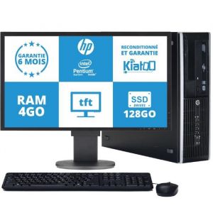 ordinateur de bureau HP elite 8200 pentium intel dual core 4 go ram 128 go disque dur ssd pc reconditionn&eacute; avec &eacute;cran 22 pouccesw7