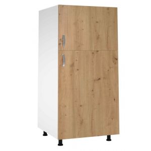 Meuble colonne de cuisine avec 2 portes coloris Chêne Albar  - Hauteur 200 x Longueur 60 x profondeur 58 cm