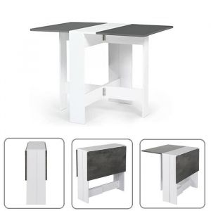 GRIS Table &agrave; Manger Pliable pour 2-4 personnes Willonin&reg; Console pliante pour petite espace Modulable et Gain de place