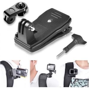 Clip Sac &agrave; Dos R&eacute;glable pour Gopro Hero 9 8 7 Mini Clamp-Pince &agrave; Bretelle de Sac pour DJI Osmo Action SJCAM Fixation de Monture