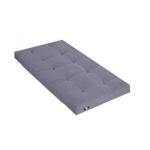 Matelas futon gris clair en coton 90x190 - Gris - Garantie 5 ans - Terre de Nuit
