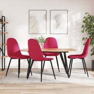 Chaises JILIMAISON - Contemporain Rouge bordeaux Velours(Lot de 4) LV1053
