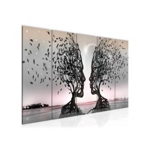 Runa Art Tableau mural XXL Abstrait Salon Chambre &agrave; coucher Bureau 200L x 80l cm Visages 5 Parties - 044855b