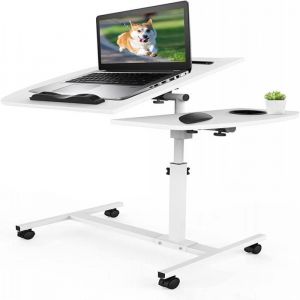 MIPAN.Table pour ordinateur portable 60 x 40 cm.Bureau - Rehausse Bureau.avec plateau pour clavier.R&eacute;glable en hauteur.Blanc