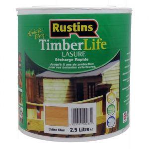 Lasure ch&ecirc;ne claire &agrave;s&eacute;chage rapide pour le bois ext&eacute;rieur et les terrasses avec protection UV 5 ans - 12m&sup2;L - 2.5L