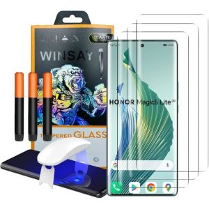 Compatible HONOR Magic5 Lite 5G et Honor 70 5G - 3 Films vitre protection écran vitre verre trempé incurvé Colle founie