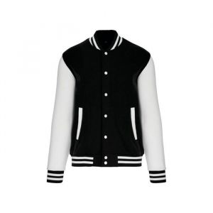 Blouson molleton teddy unisexe KARIBAN - Noir / Blanc