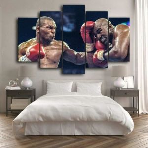 Boxeur de boxe Mike Tyson Evander Impressions sur Toile 5 Tableaux Peinture sur Toile Tableau Multi Panneau-100x50cm[301]