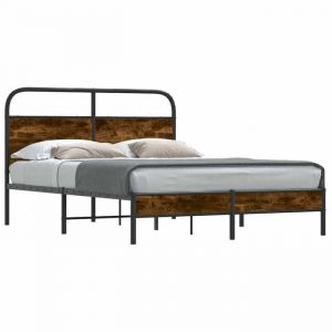 Printemps/&eacute;t&eacute; 2025 Structure de lit - SOLOMON - pour Adulte/enfant sans matelas 120x190 cm ch&ecirc;ne fum&eacute; bois ing&eacute;nierie LV4125