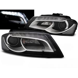 Paire de feux phares Audi A3 8P de 2008 a 2012 DRL led noir-27360992