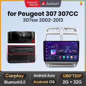Junsun Autoradio Android 13 Carplay voiture Bluetooth  pour Peugeot 307 307CC 307SW 2002-2013 WIFI 2G+32G 9 Écran Tactile GPS RDS