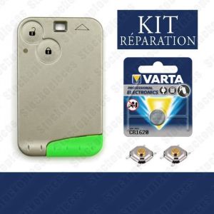 KIT RÉPARATION DE BOÎTIER CARTE CLÉ PLIP CLEF COMPATIBLE RENAULT LAGUNA VEL SATIS ESPACE / 2 SWITCH BUTTON + PILE VARTA