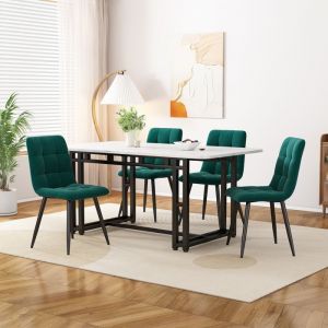 Nouveau Premium sense 120x70cm table de salle &agrave; manger noire avec 4 chaises table de cuisine moderne chaise de salle &agrave; manger