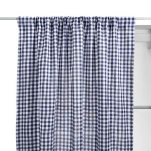 Rideau &agrave; passe-tringle en coton vichy Bleu 140x260 cm