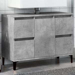 Prix bas - Meuble d&eacute;vier-Meuble Dessous Lavabo - gris b&eacute;ton 80x33x60 cm bois ding&eacute;nierie （898427706932)