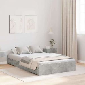 CHIC Lit adulte2 places - 120x190 cm Structure/Cadre de lit avec rangement avec tiroir Gris béton 120 x 190 cm #Sara37229