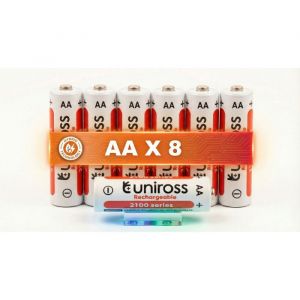 Uniross Pack de 8 Piles Rechargeables AA/HR6 2100 NIMH HYBRIO 1.2V