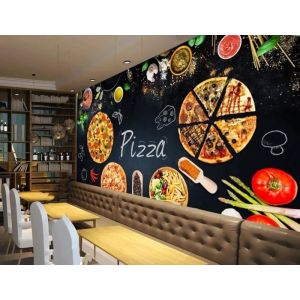 Papier Peint Panoramique Tapisserie Murales Pizza Bakery Chalkboard Salon Chambre Adulte Enfant Poster Geant Mural 300*210cm