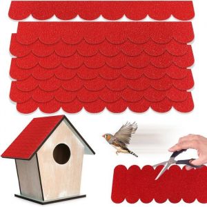 Un Toit Miniature BardeauAuto-adh&eacute;sifs Feutre de ToitureAuto adh&eacute;sif bardeau toiture imperm&eacute;ablepour Les Maisons &agrave; Oiseaux-Rouge