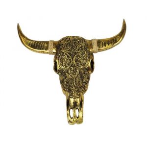 T&ecirc;te de Buffle sculpt&eacute;e dor&eacute;e D&eacute;coration murale boh&egrave;me chic