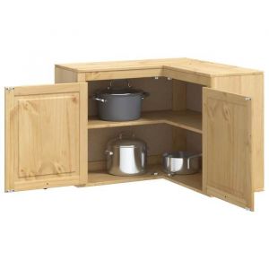 PROMOTION Cabinet de cuisine - VENTE-FLASH - Meuble &eacute;tag&egrave;re de rangement avec &eacute;tag&egrave;re avec porte Miel 80x80x60 cm Pin massif 257615