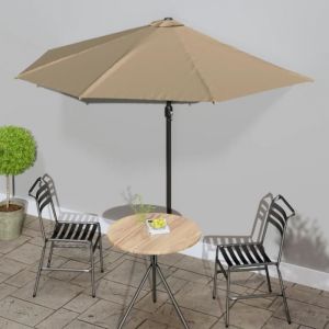 YINGMSHOP Parasol de balcon avec mât en aluminium Taupe 300x150 cm Demi 92428