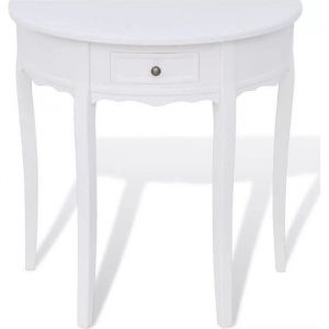 Magnifique Table console avec tiroir Demi-ronde Blanc