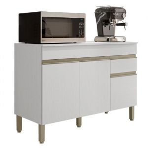 Buffet Bas 3 Portes 1 Tiroir Blanc 5 Niches L 120 H 86 P 53.3 cm - L 120 x l 53.3 x H 86 cm