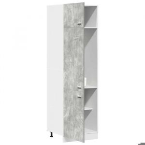 Caisson de cuisine Gris - LEMON&reg; Armoire r&eacute;frig&eacute;r&eacute;e Lyon - avec rangement - gris b&eacute;ton - 60x57x207cm - Bois ding&eacute;nierie 529 Solde