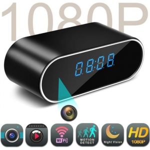 Horloge Caméra Espion-WiFi HD 1080P grand angle 150°-Rechargeable USB-Vision Nocturne Détection Automatique