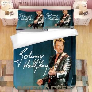 Parure de lit imprim&eacute;e en 3D - Johnny Hallyday - Taille 135X200cm