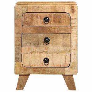 54931& 2 Pcs Table de chevet - Table De Nuit - Armoire de Rangement - 37x32x50 cm bois massif de manguier brut